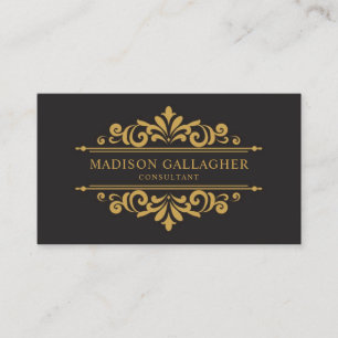 Anpassade Black and Guld Monogram Professionell Visitkort