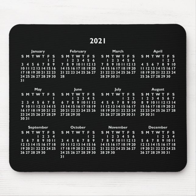 Anpassade Black and White 2021 Calendar Musmatta (Framsidan)