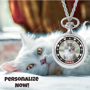Anpassade Black and White Pet Photo and Namn Armbandsur