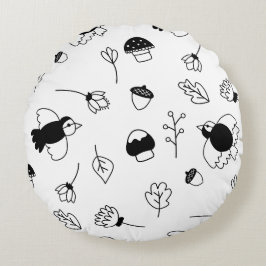 Anpassade Black and White Round Nursery Pillow Rund Kudde