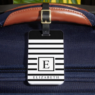 Anpassade Black Background White Stripe Linjer Bagagebricka