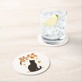 Anpassade Black Cat Fall Set med Pappert Underlägg Papper Rund