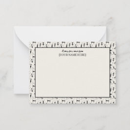 Anpassade Black & Cream Chic Stationery Cat Anteckningskort
