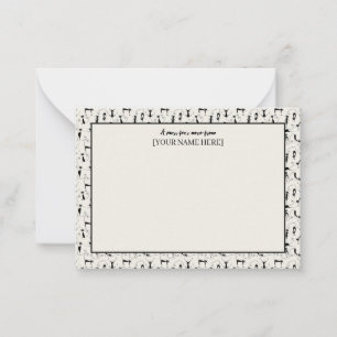 Anpassade Black & Cream Chic Stationery Cat Anteckningskort