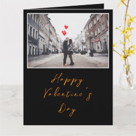 Anpassade Black Glossy Trendig Rustic Valentine Kort