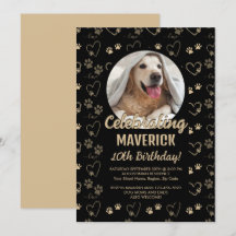 Anpassade Black Guld Hund Födelsedagsfest