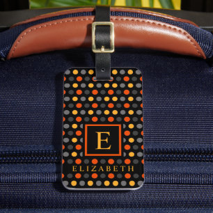 Anpassade Black Gult Orange Grått Polka-punkt Bagagebricka