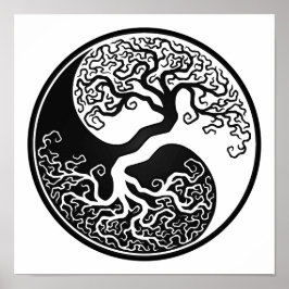 Anpassade Black Livets träd Yin Yang Poster