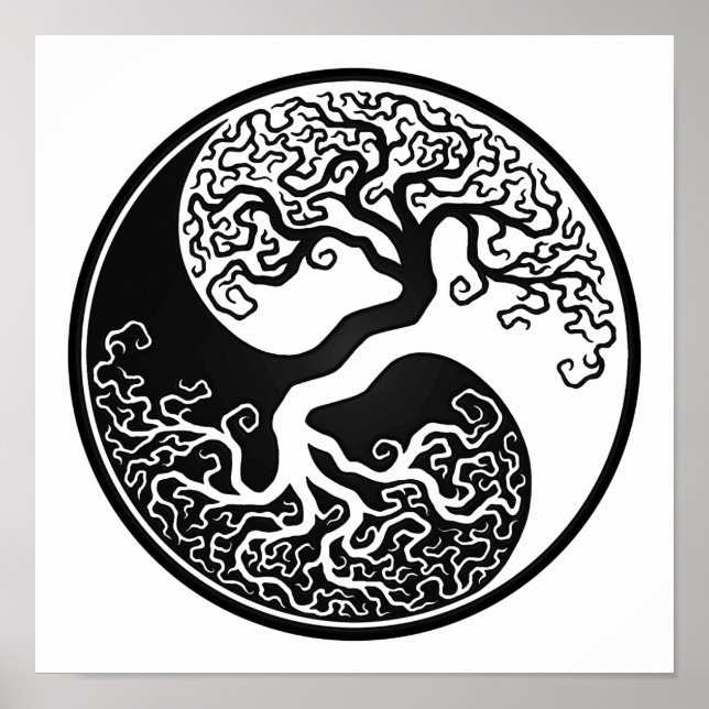 Anpassade Black Livets träd Yin Yang Poster (Framsidan)