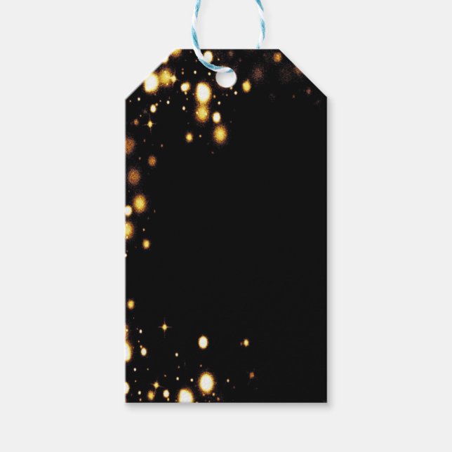 Anpassade Black och Guld Bokeh Gift Märkres Presentetikett (Framsidan)