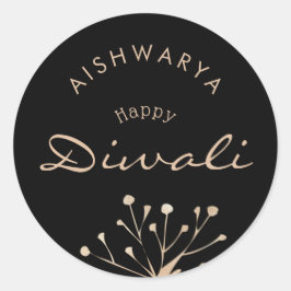 Anpassade Black och guld Diwali Runt Klistermärke