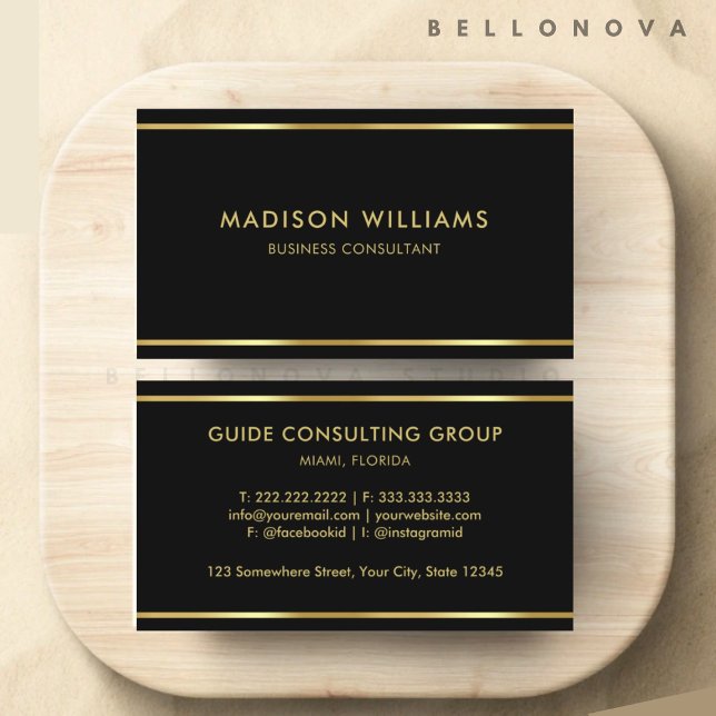 Anpassade Black och Guld Professionell Visitkort (Customizable Black and Gold Professional Business Card)