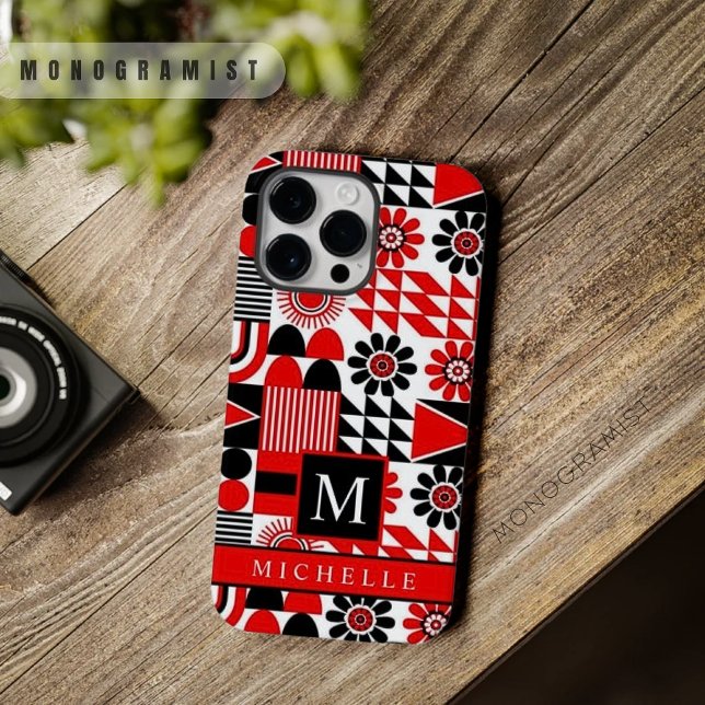 Anpassade Black Red White Geometric (Customizable Black Red White Geometric Case-Mate iPhone Case)