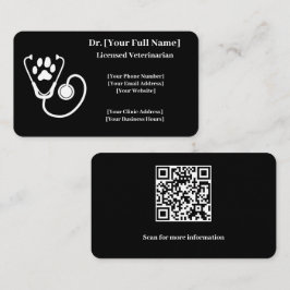 Anpassade Black Veterinarian Affärskort QR Visitkort