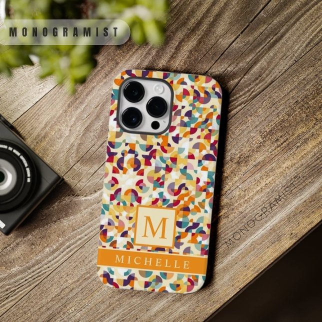 Anpassade Blek Gult Red Orange Geometric (Customizable Pale Yellow Red Orange Geometric Case-Mate iPhone Case)