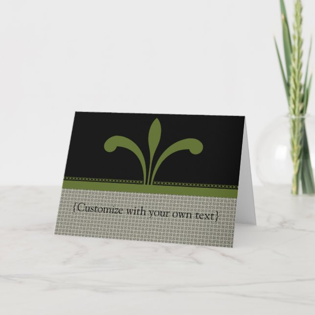 Anpassade Blommigt Chic Greeting Card, Olive Gree Kort (Framsida)