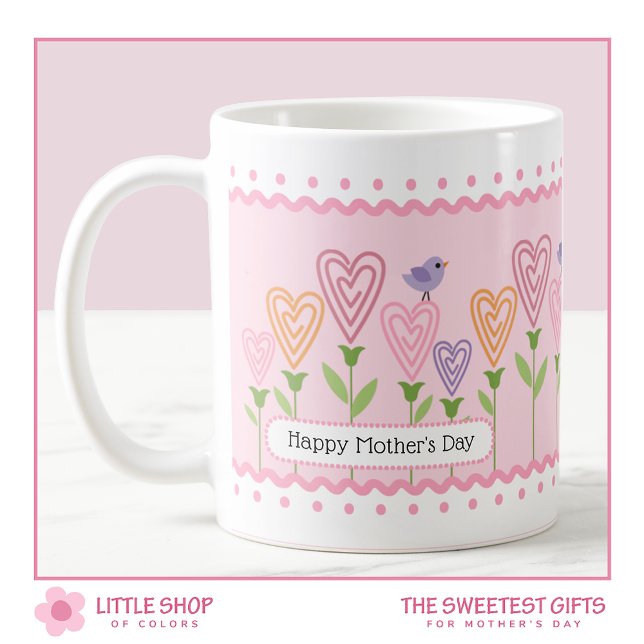 Anpassade Blommigt Hearts Mors dag Kaffemugg (Skapare uppladdad)