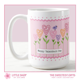 Anpassade Blommigt Hearts Valentines day Kaffemugg