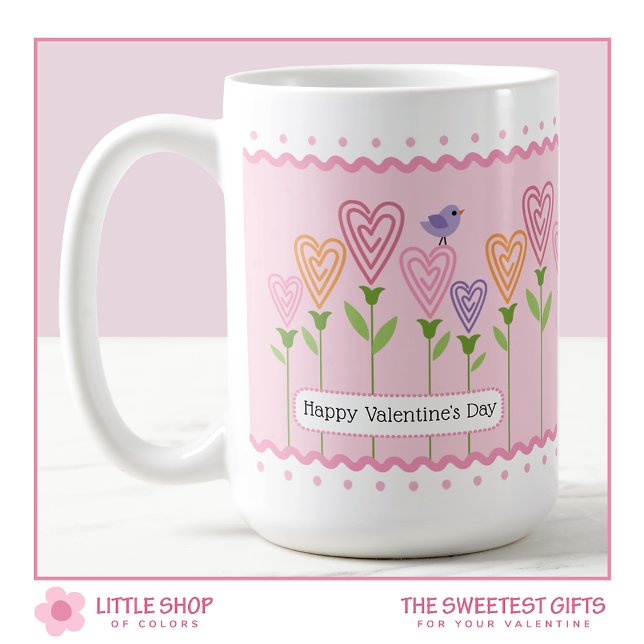 Anpassade Blommigt Hearts Valentines day Kaffemugg (Skapare uppladdad)