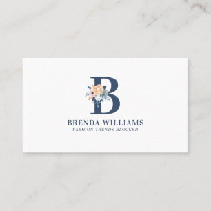 Anpassade Blommigt Monogram Brev Visitkort