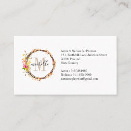 Anpassade Blommigt Monogram Fall Foliage Visitkort