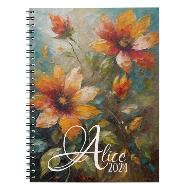Anpassade Blommigt Spiral bärbar dator, Boho Anteckningsbok (Framsidan)