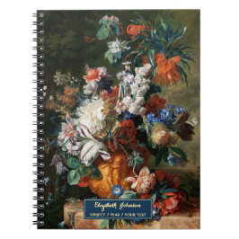 Anpassade blommor Konst Elegant Skrift Guld Namn S Anteckningsbok