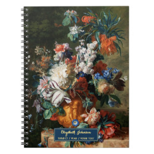 Anpassade blommor Konst Elegant Skrift Guld Namn S Anteckningsbok