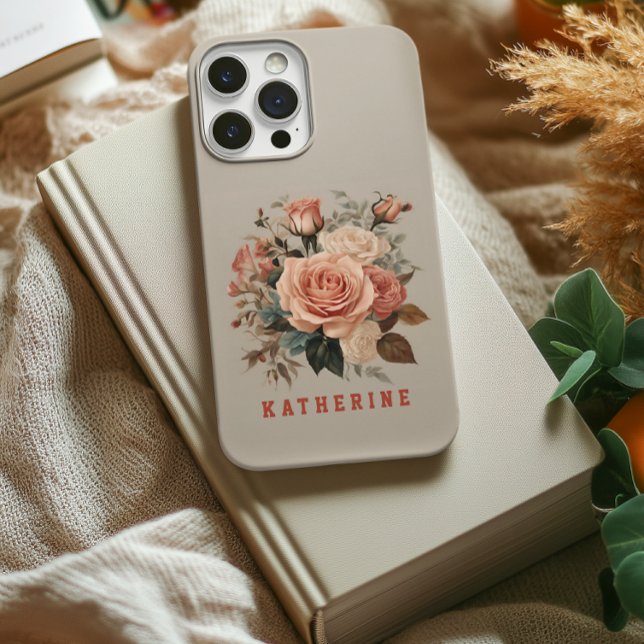 Anpassade blommor rosor telefonfodral för kvinnor  (floral gift for mom, flowers phone case for women, birthday gift for mom, graduation gift for women)