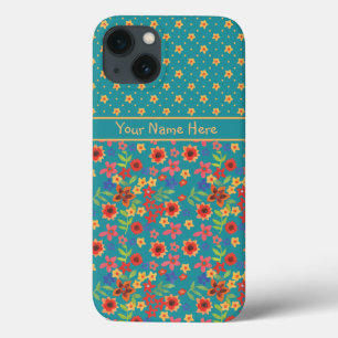 Anpassade blommtryck på teal Samsung Galaxy Note 4