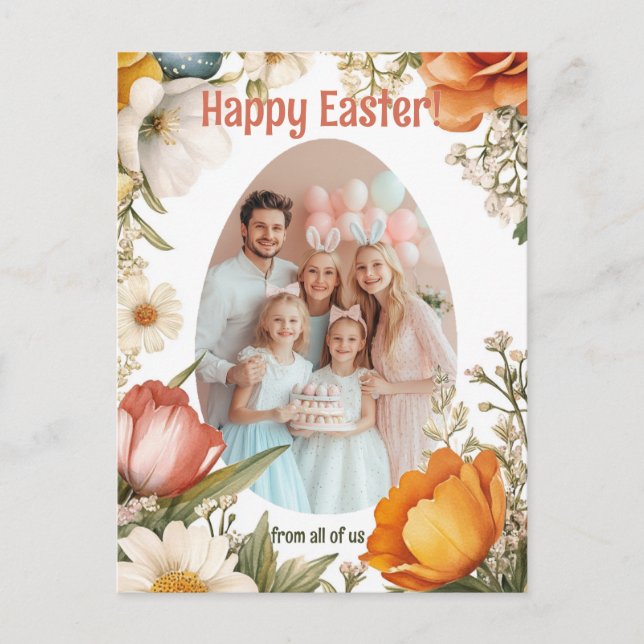 Anpassade 🐇 Blooming Bunny & Egg-stravaganza Helg Vykort (Framsida)