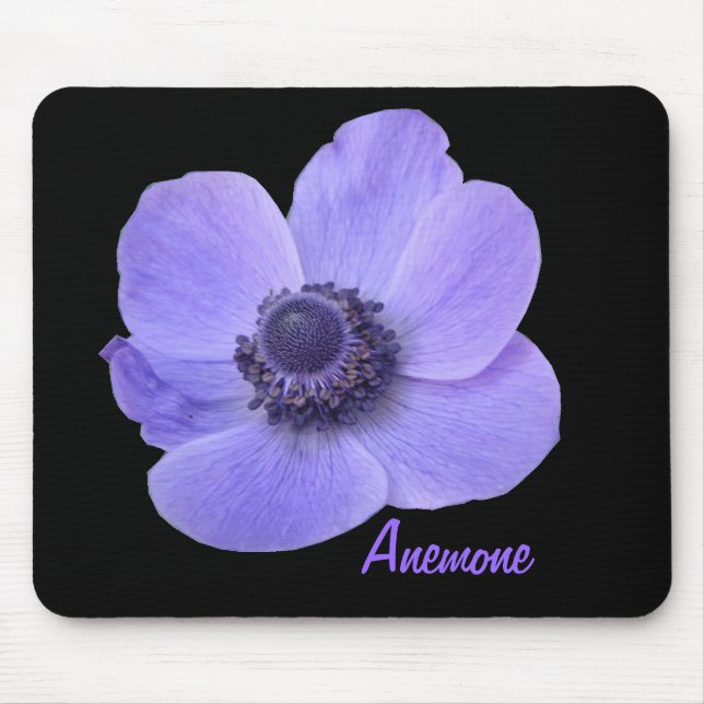 Anpassade Blue Anemone Flower Mousepad Musmatta (Framsidan)