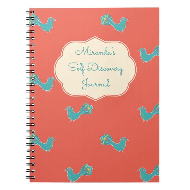Anpassade Blue Bird Self Discovery Journal Anteckningsbok (Framsidan)