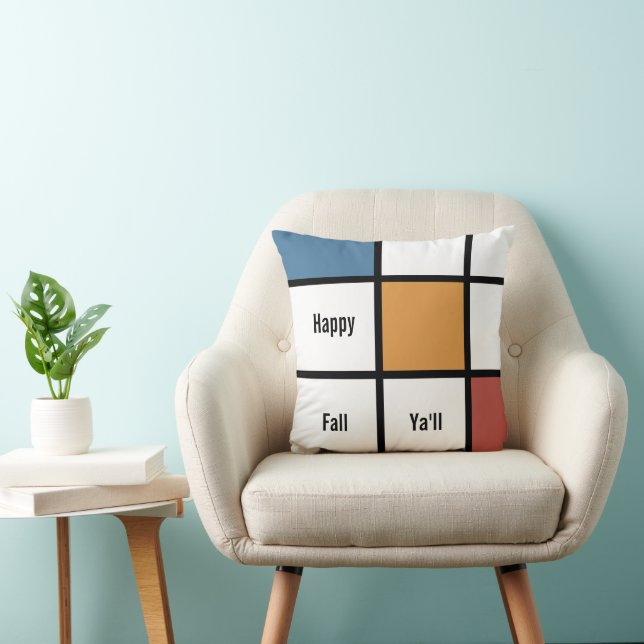 Anpassade Blue Guld Mondrian Stil Kudde (Stol)