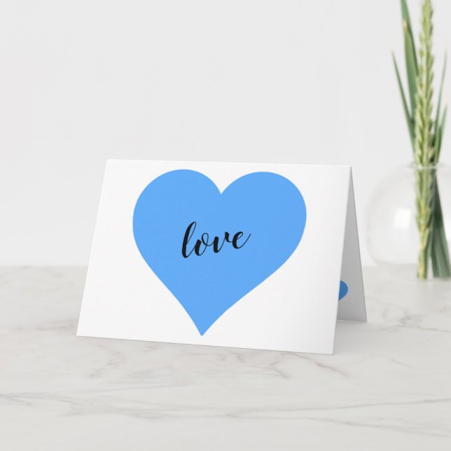 Anpassade Blue Heart Pojke Card Kort (Framsida)