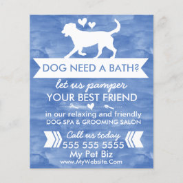 Anpassade Blue Hund Grooming Flyer Vattenfärg