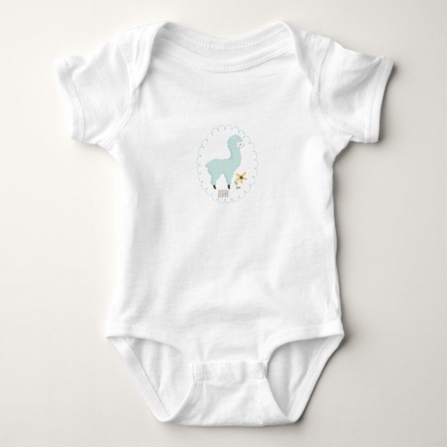 Anpassade Blue Little Llama Bodykosta Tee (Framsida)