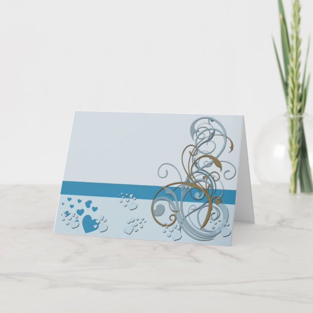 Anpassade Blue och Bronze Notecard Tack Kort (Framsida)