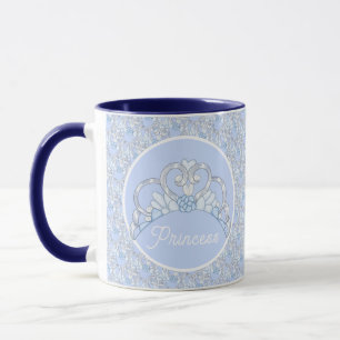 Anpassade Blue och Silver Tiara Mugg