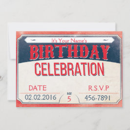 Anpassade Blue & Red Carnival Birthday Inbjudningar
