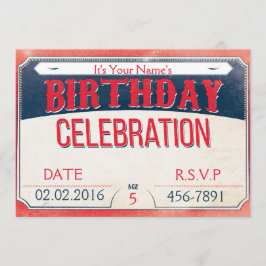 Anpassade Blue & Red Carnival Birthday Inbjudningar