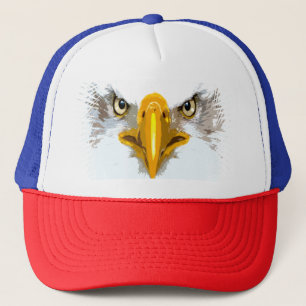 Anpassade Blue Red White Eagle Head Pop Art Keps
