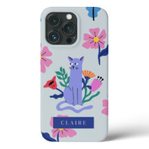 Anpassade Blue Russian Cat & Matisse Flowers