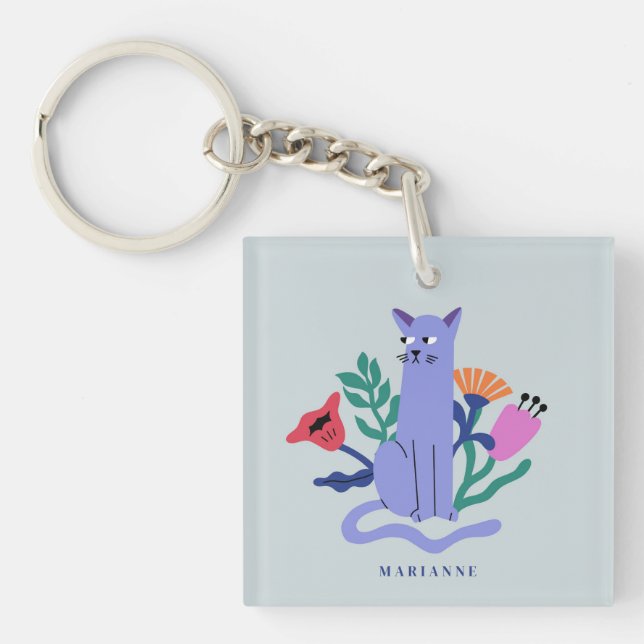 Anpassade Blue Russian Cat & Matisse Flowers (Framsidan)