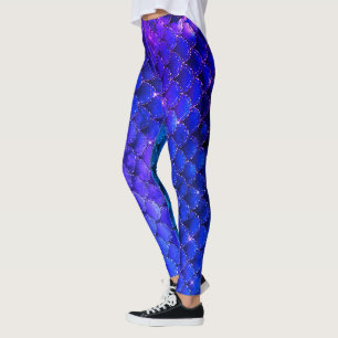 Anpassade Blue Sjöjungfru Glitter Leggings