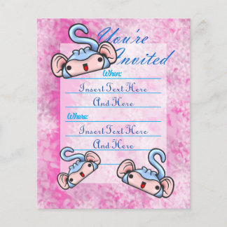 Anpassade Blue Smiling Monkey Inbjudan Flygblad