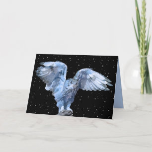 Anpassade Blue Uggla i Snö-hälsningskort Kort