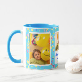 Anpassade Blue Watercolor Personal Photos Mugg