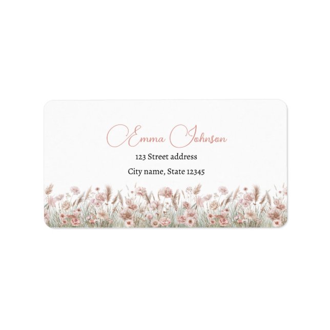 Anpassade Boho Wildflower Returadressetiketter Adressetikett (Framsidan)