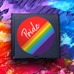 Anpassade Bold och Bright Rainbow LGBT Gay pride Runt Klistermärke